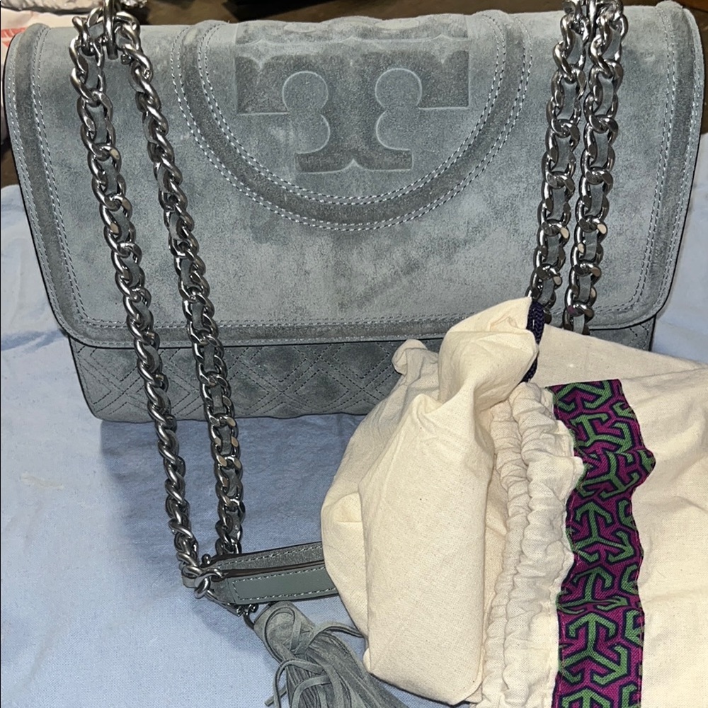 Tory Burch Gray Chain Shoulder Bag